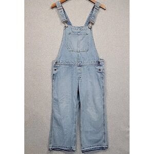 Vintage Y2K OLD NAVY Denim Bib Overalls Women's Size Large Faded Wash Wide Leg